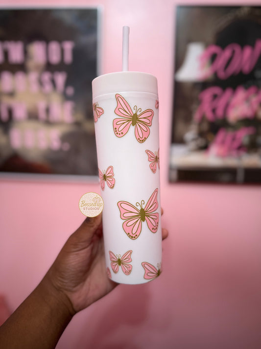 Pink Butterfly Tumbler